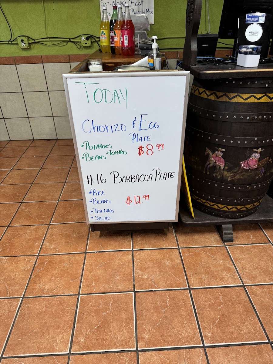 Jalisco Mexico Taqueria menu board