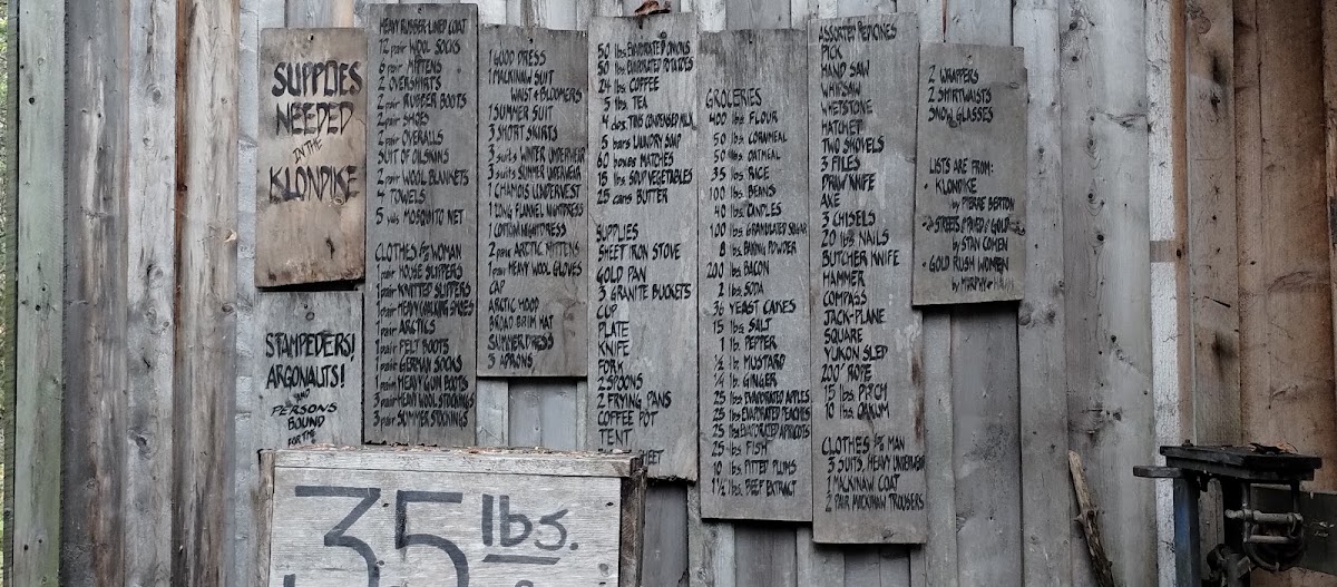 Liarsville Gold Rush Trail Camp & Salmon Bake menu board