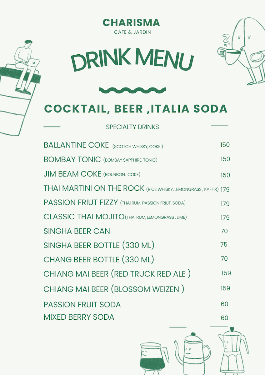 Charisma Jardin menu board