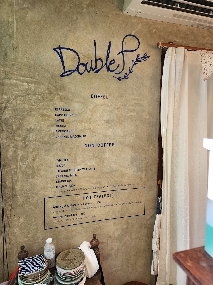 Double P Home Cafe' menu board