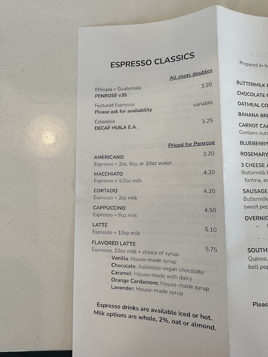 High Low menu board