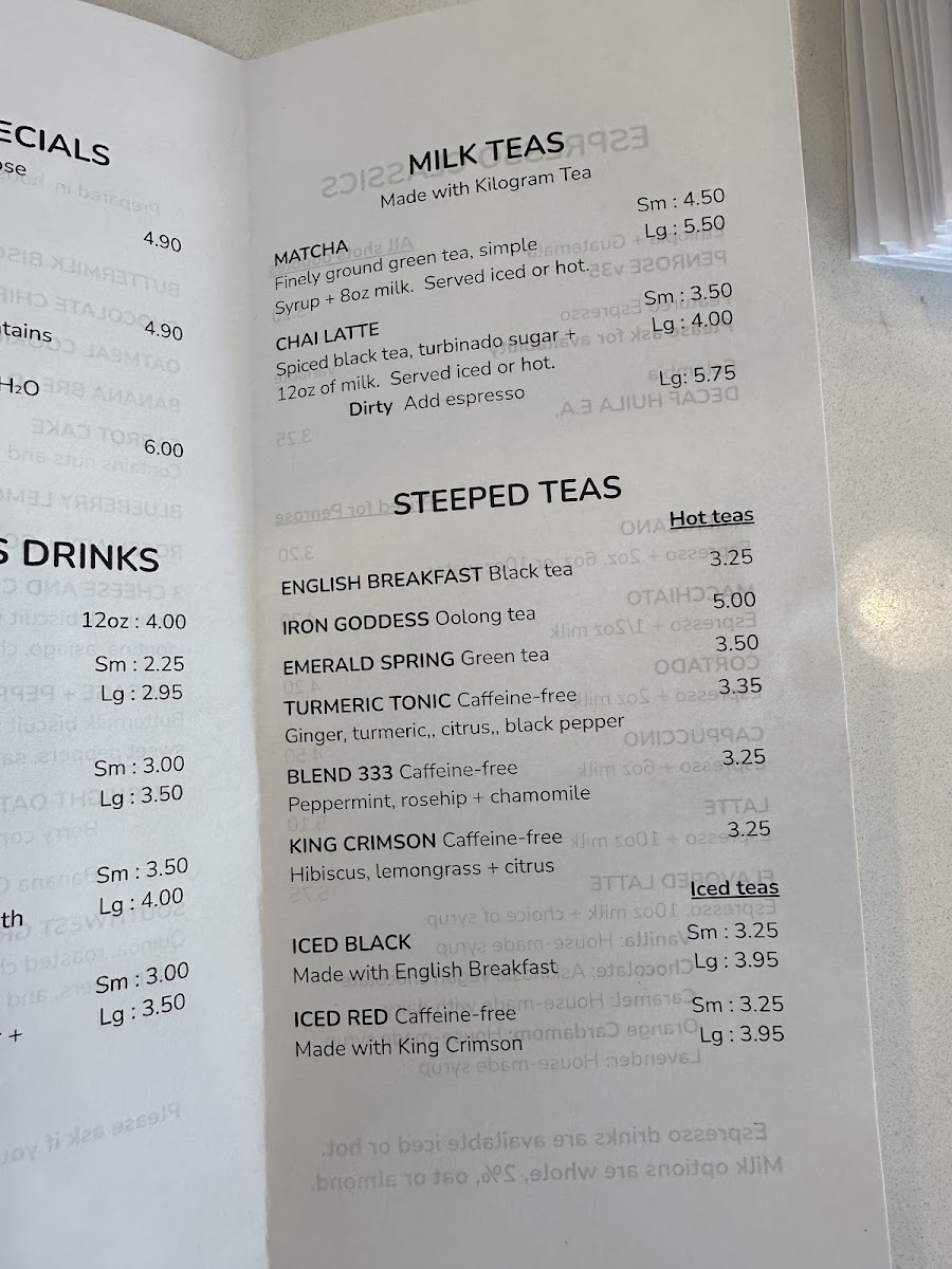 High Low menu board