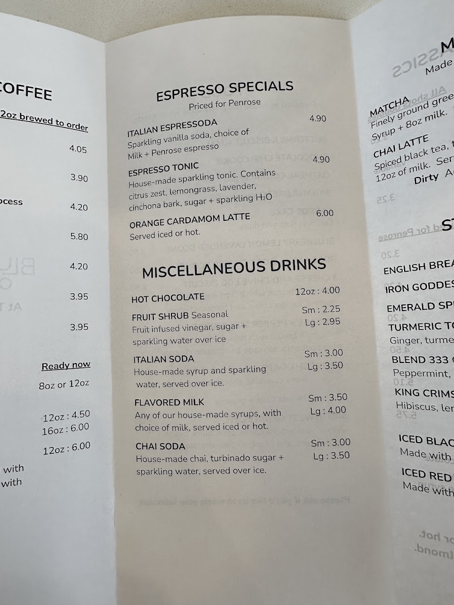 High Low menu board