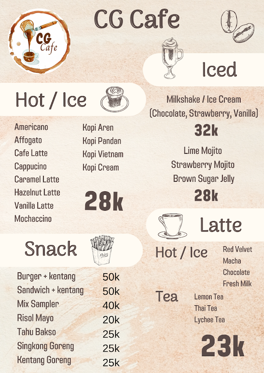 Trijaya Cafe & Carwash menu board