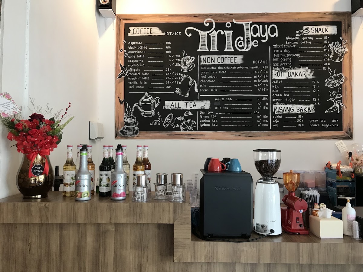Trijaya Cafe & Carwash menu board