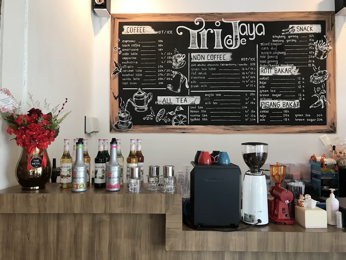 Trijaya Cafe & Carwash menu board