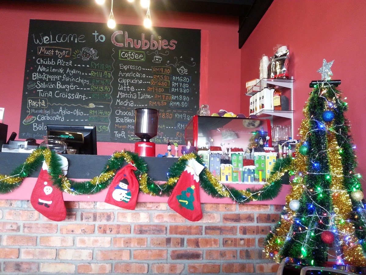 Chubbies cafe menu board