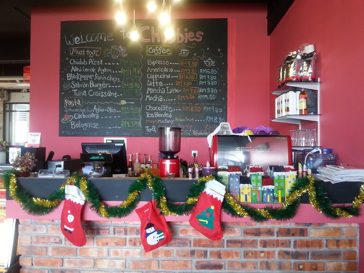 Chubbies cafe menu board