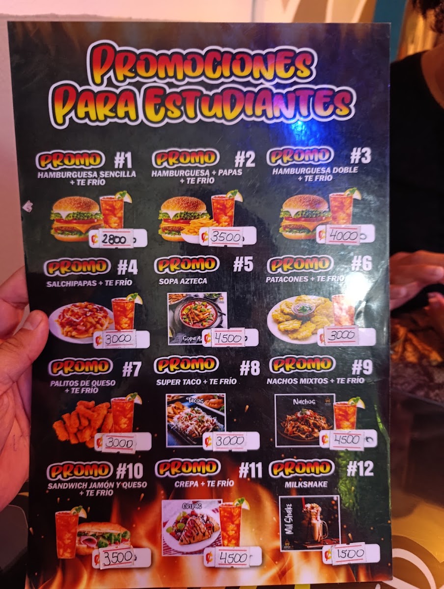 Burger Factory Paraíso menu board