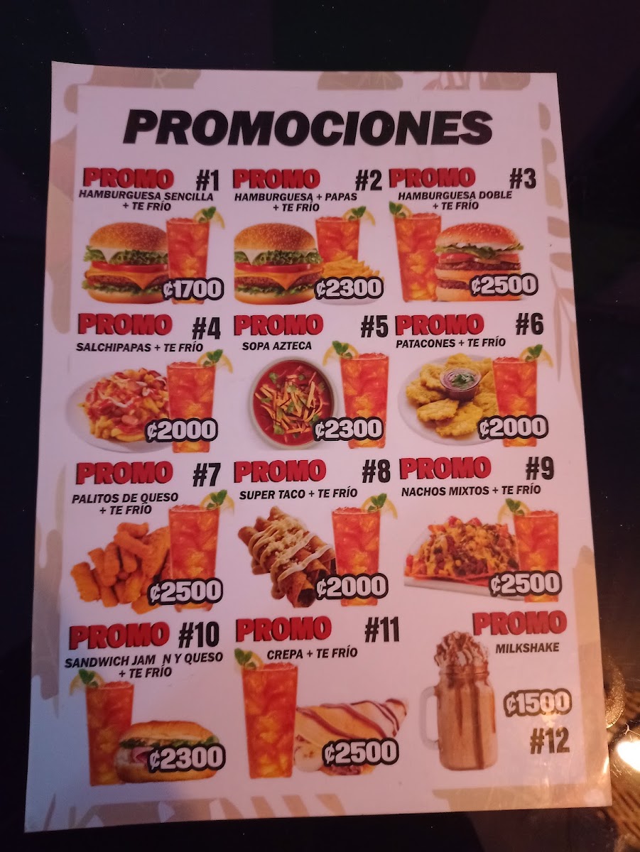 Burger Factory Paraíso menu board