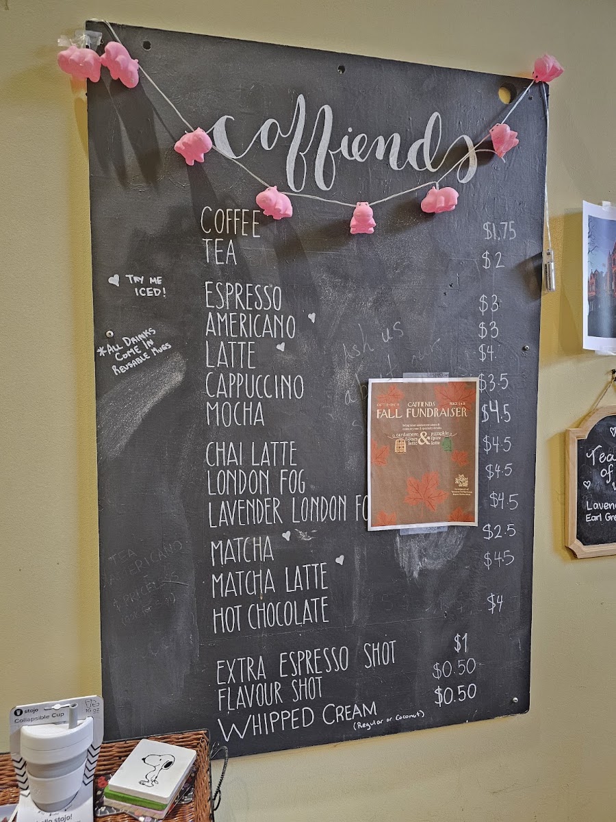 Caffiends menu board