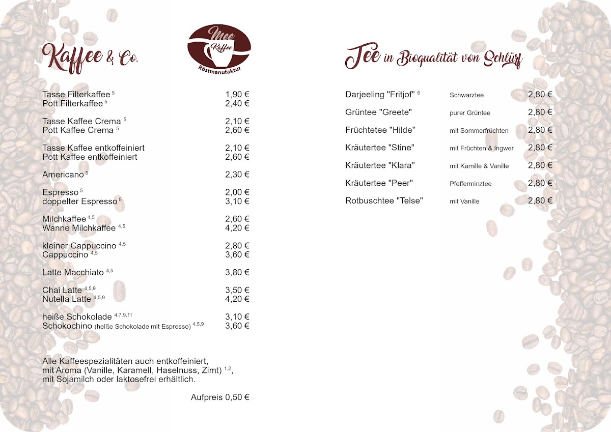 Cafe AusZeit menu board