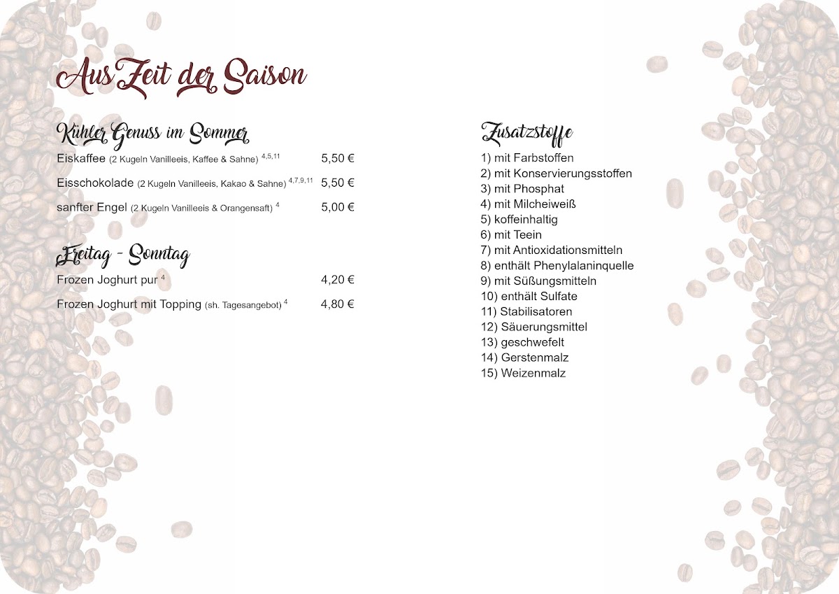 Cafe AusZeit menu board