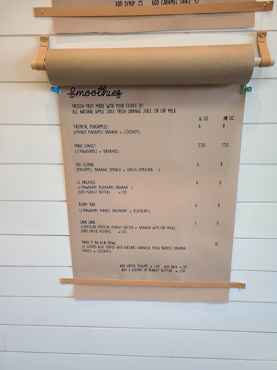 Rise Shine Coffee Shop menu board
