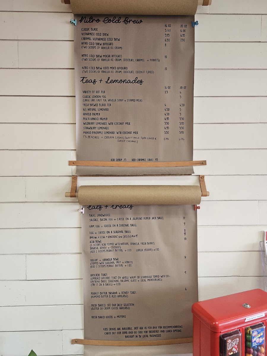 Rise Shine Coffee Shop menu board