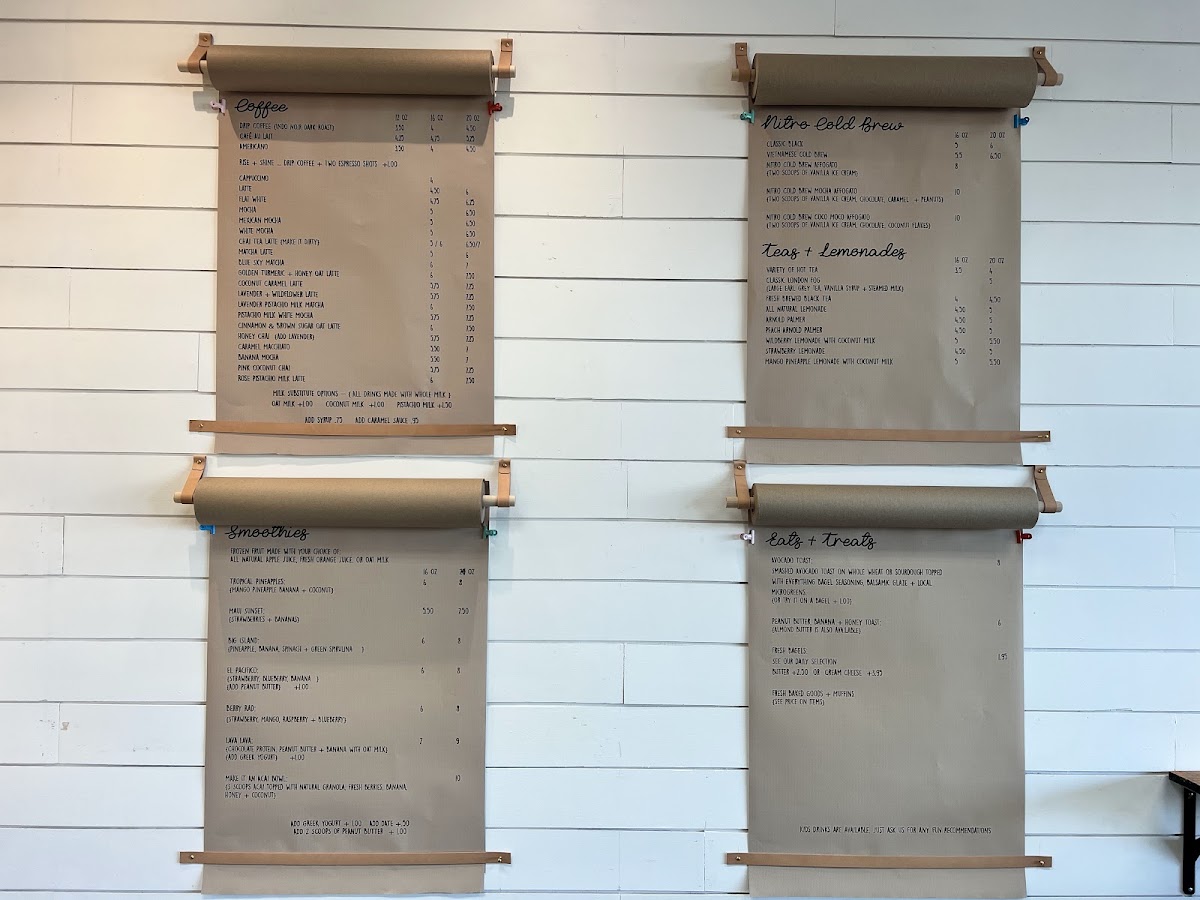 Rise Shine Coffee Shop menu board