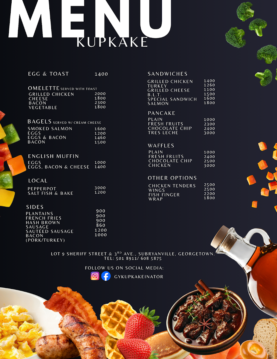 kupkakeinator Bakery & Cafe Inc. menu board