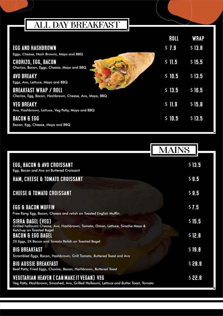 Hugs N Mugs cafe menu board