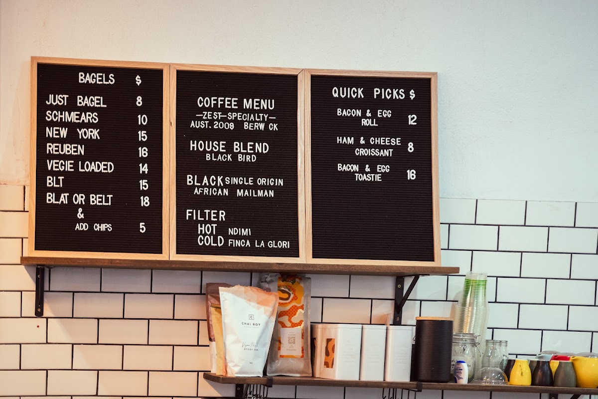 Blue Lily Cafe menu board