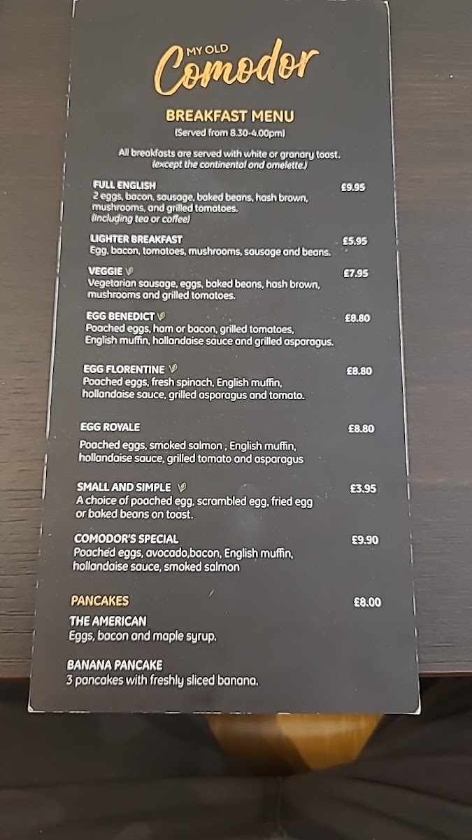 My Old Comodor menu board