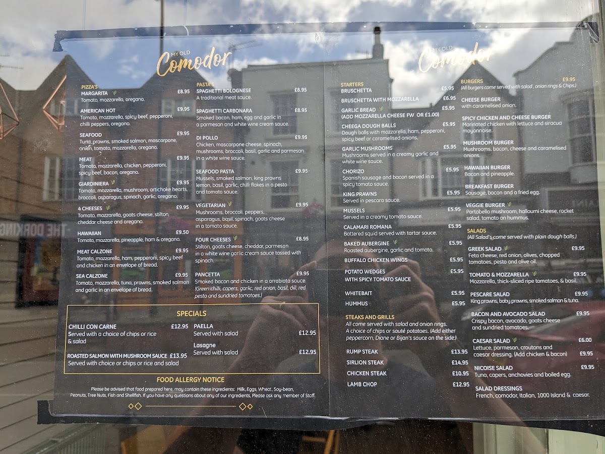 My Old Comodor menu board