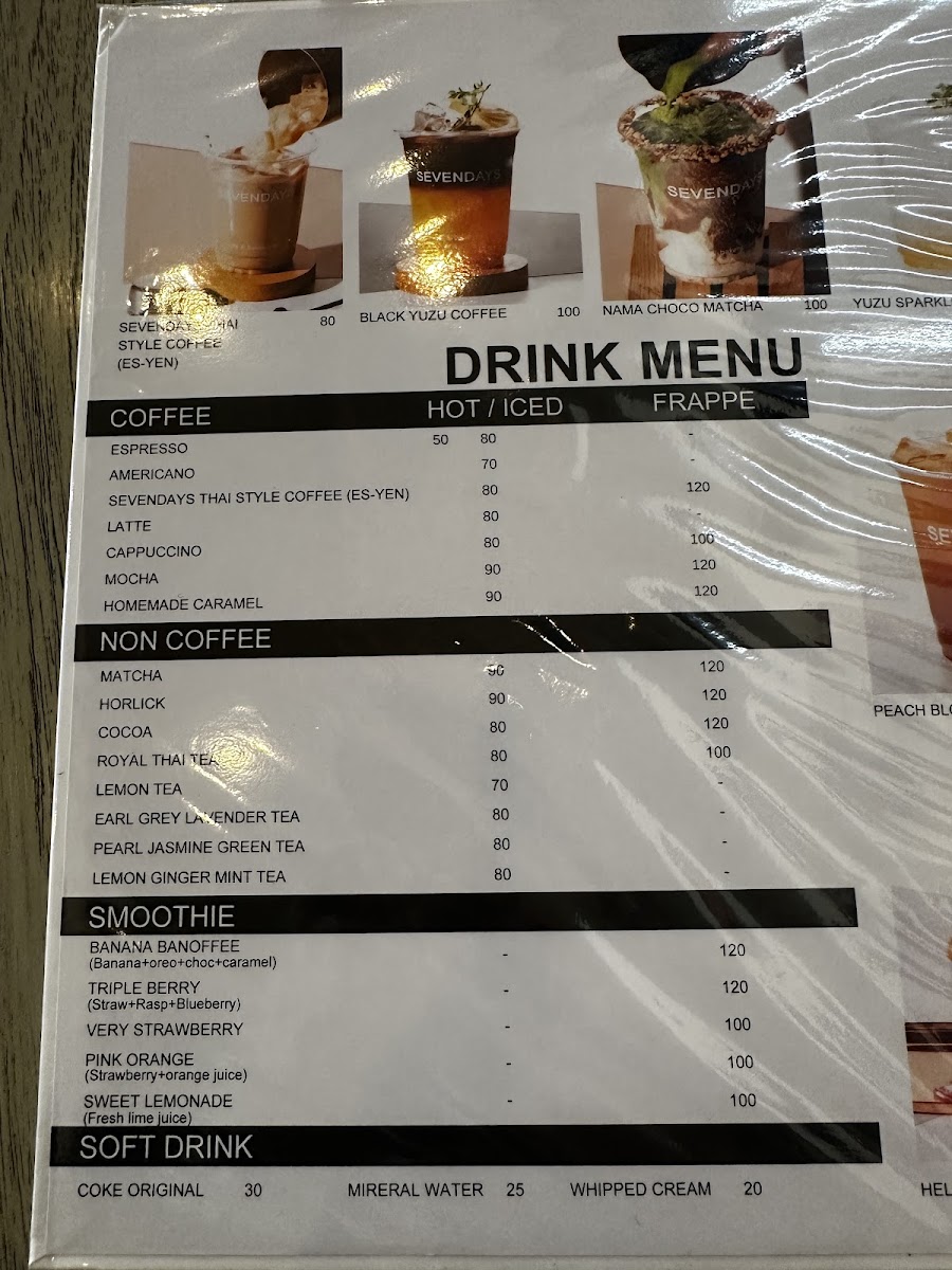 SEVEN DAYS Cafe menu board
