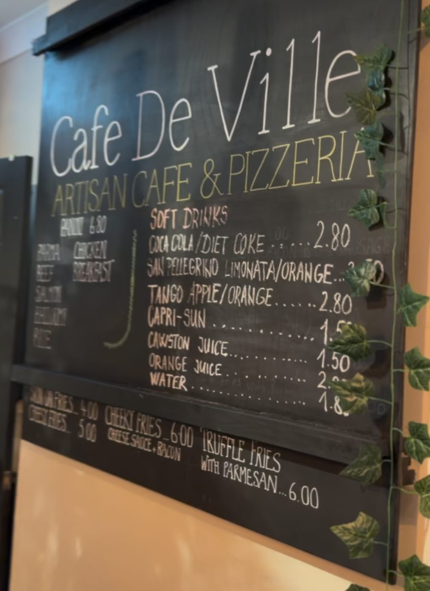 Cafe De Ville menu board