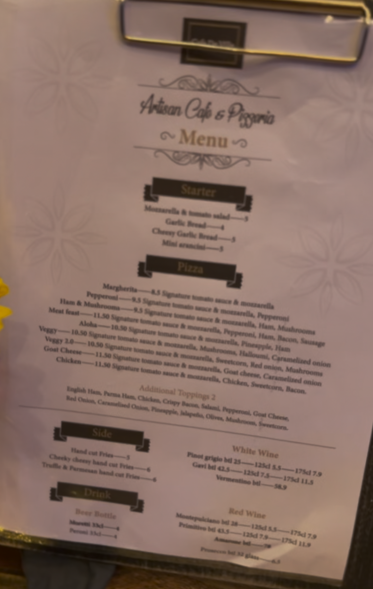 Cafe De Ville menu board