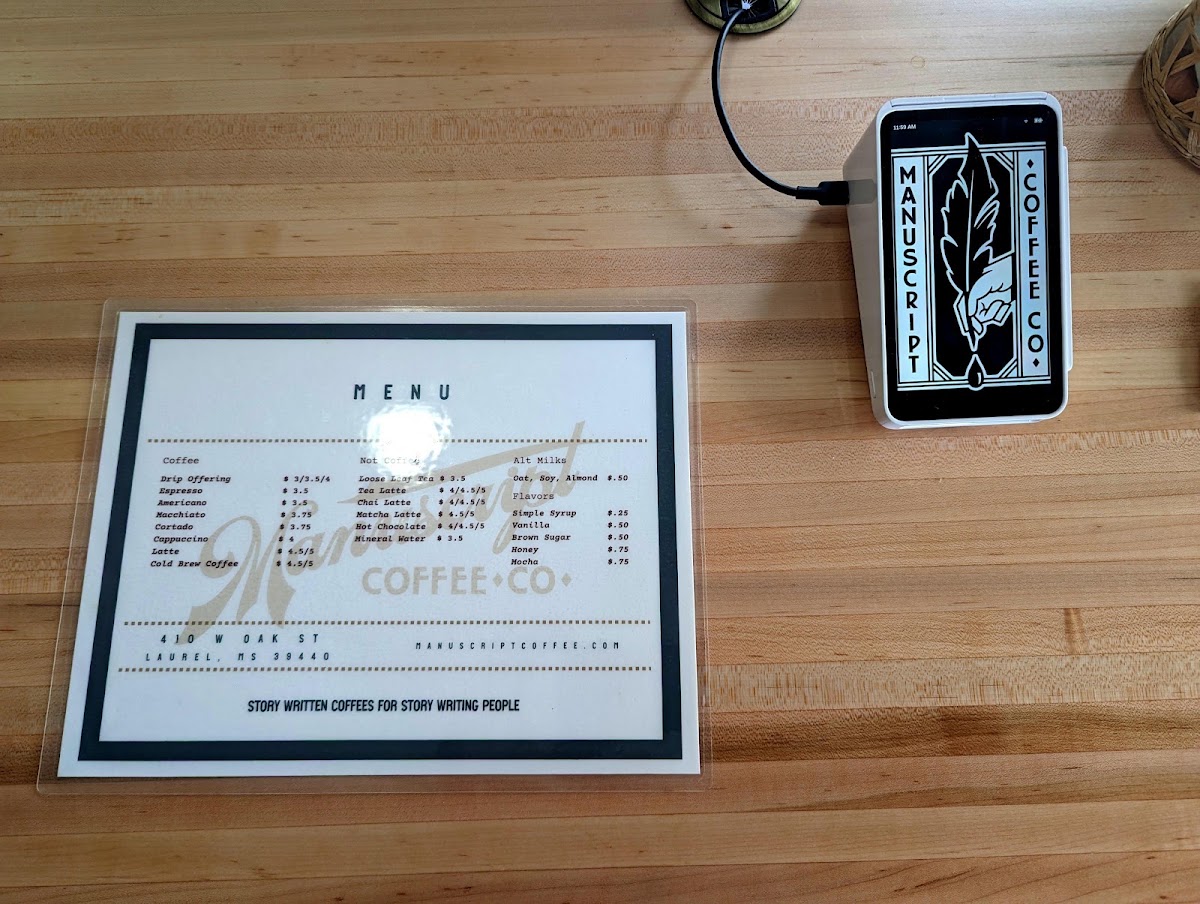 Manuscript Coffee menu board