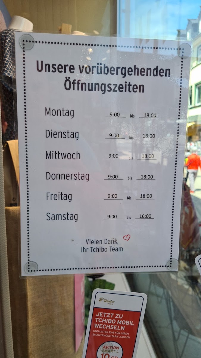 Tchibo Filiale menu board