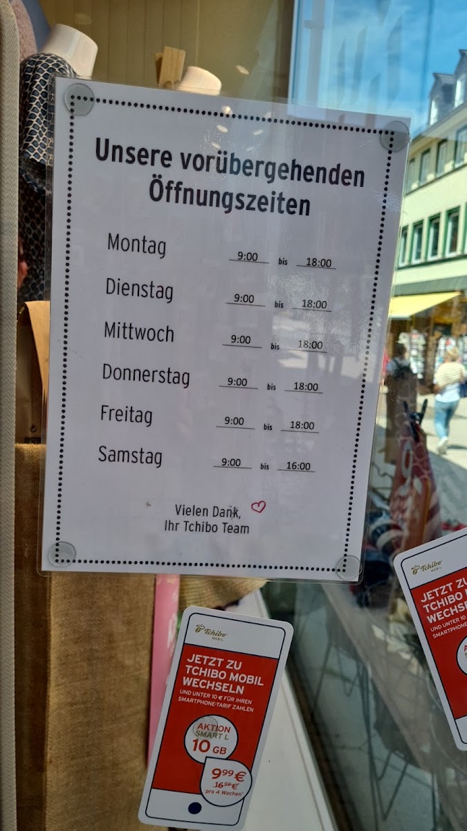 Tchibo Filiale menu board