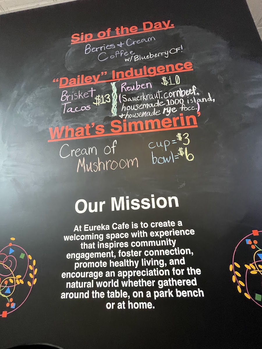 Eureka Cafe menu board