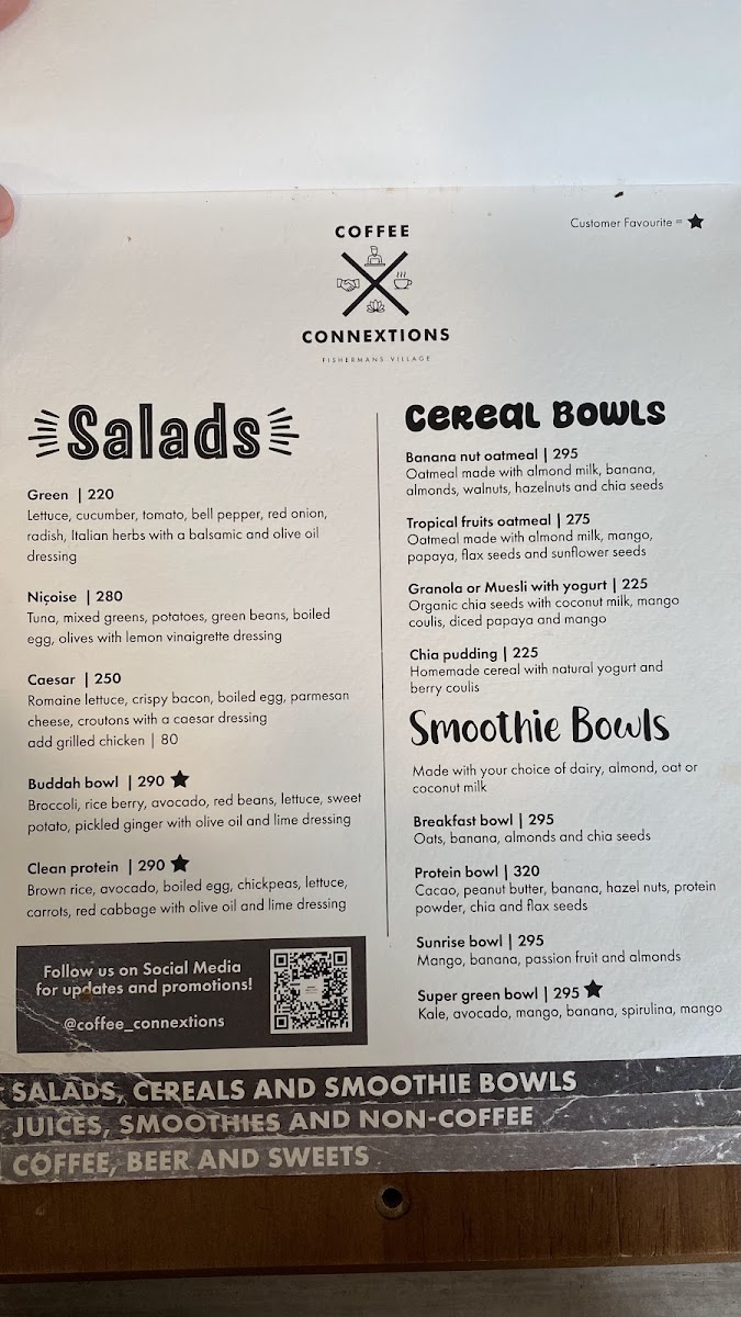 Coffee Connextions Cafe & Rooms menu board