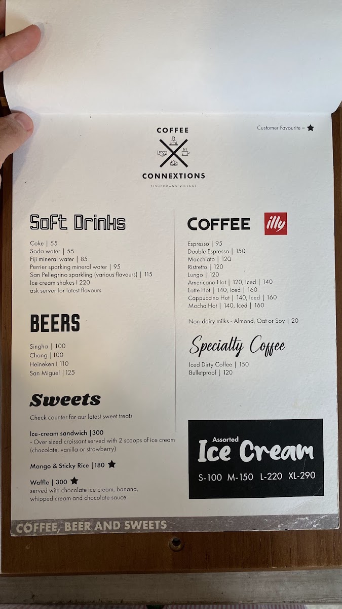 Coffee Connextions Cafe & Rooms menu board