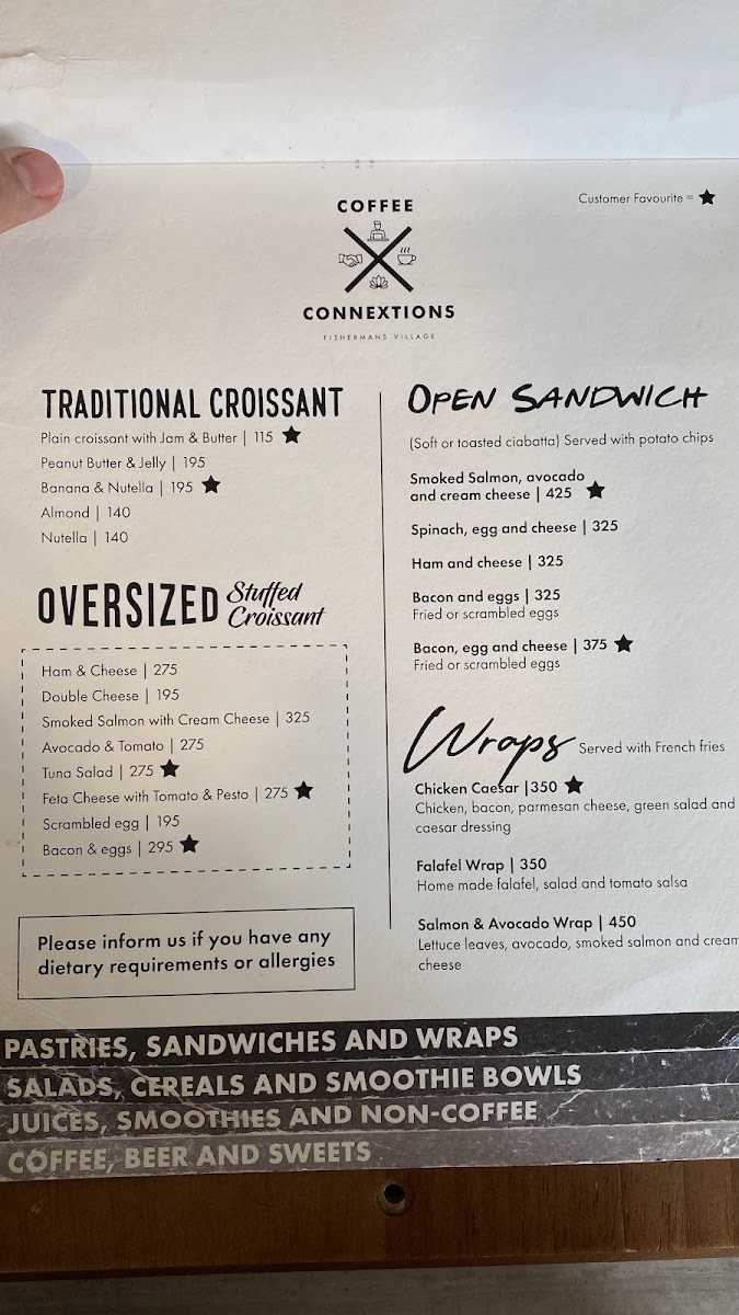 Coffee Connextions Cafe & Rooms menu board