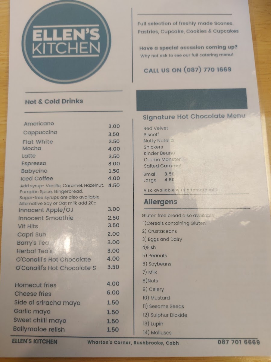 Ellens Kitchen menu board