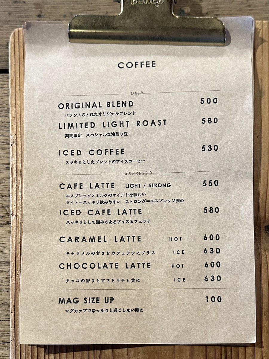 Matsuyama Cafe menu board