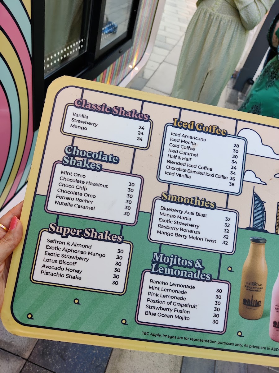 Keventers - La Mer menu board