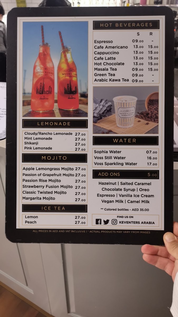 Keventers - La Mer menu board