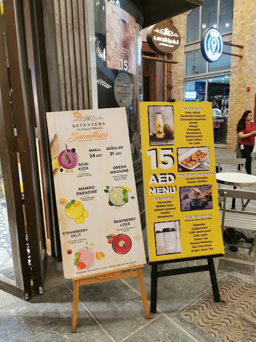 Keventers - La Mer menu board