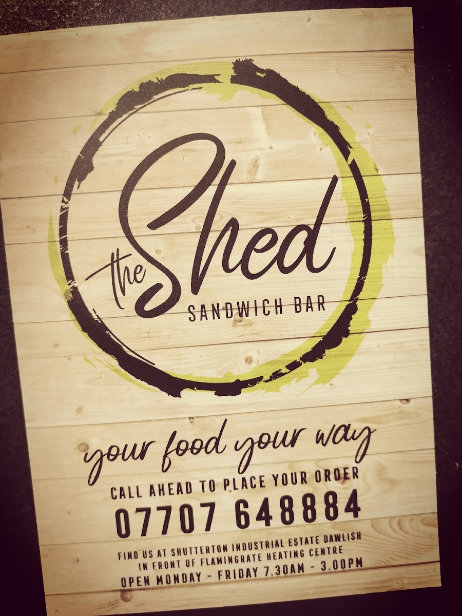 The Shed sandwich bar menu board