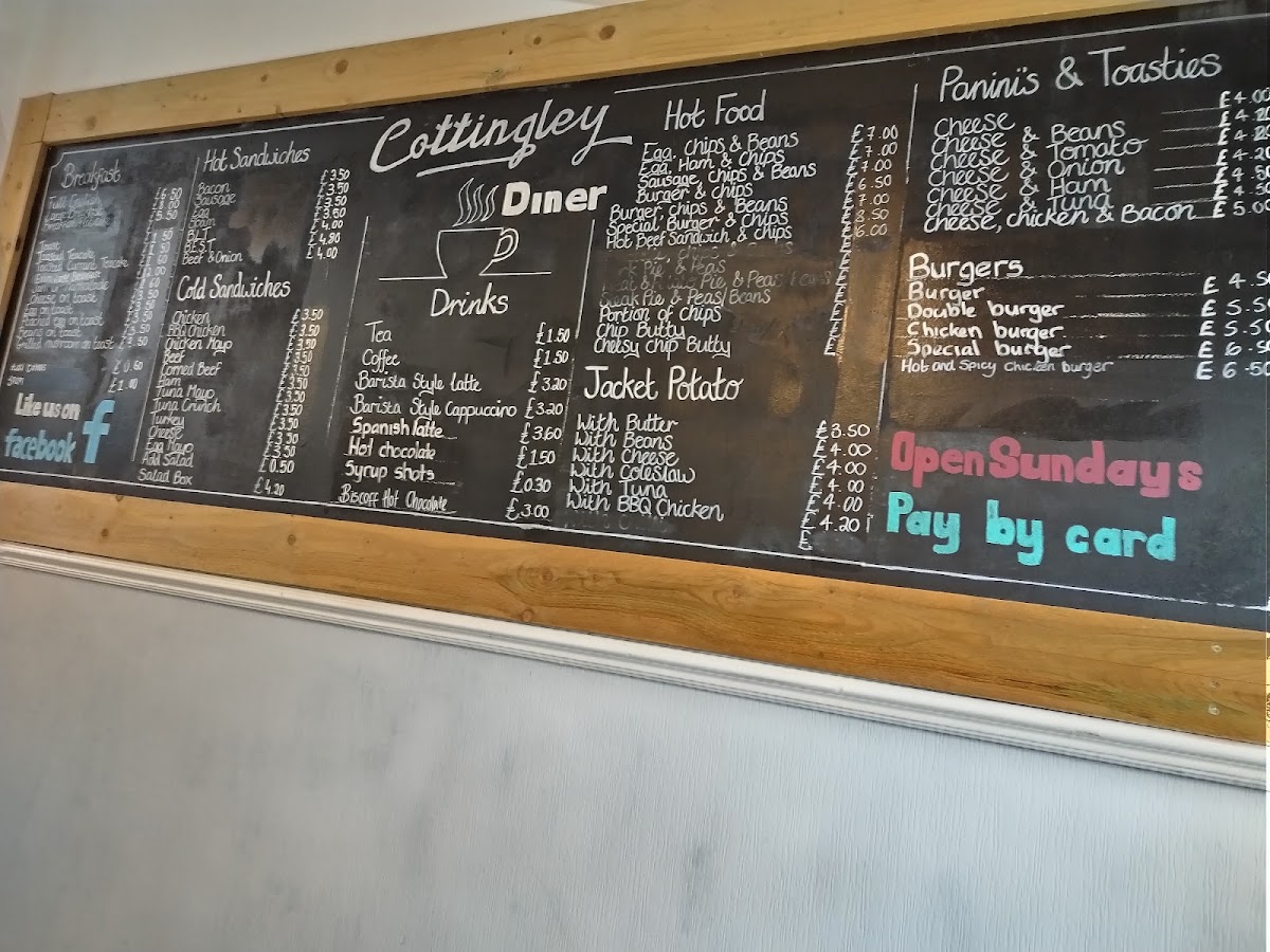 Cottingley Diner menu board