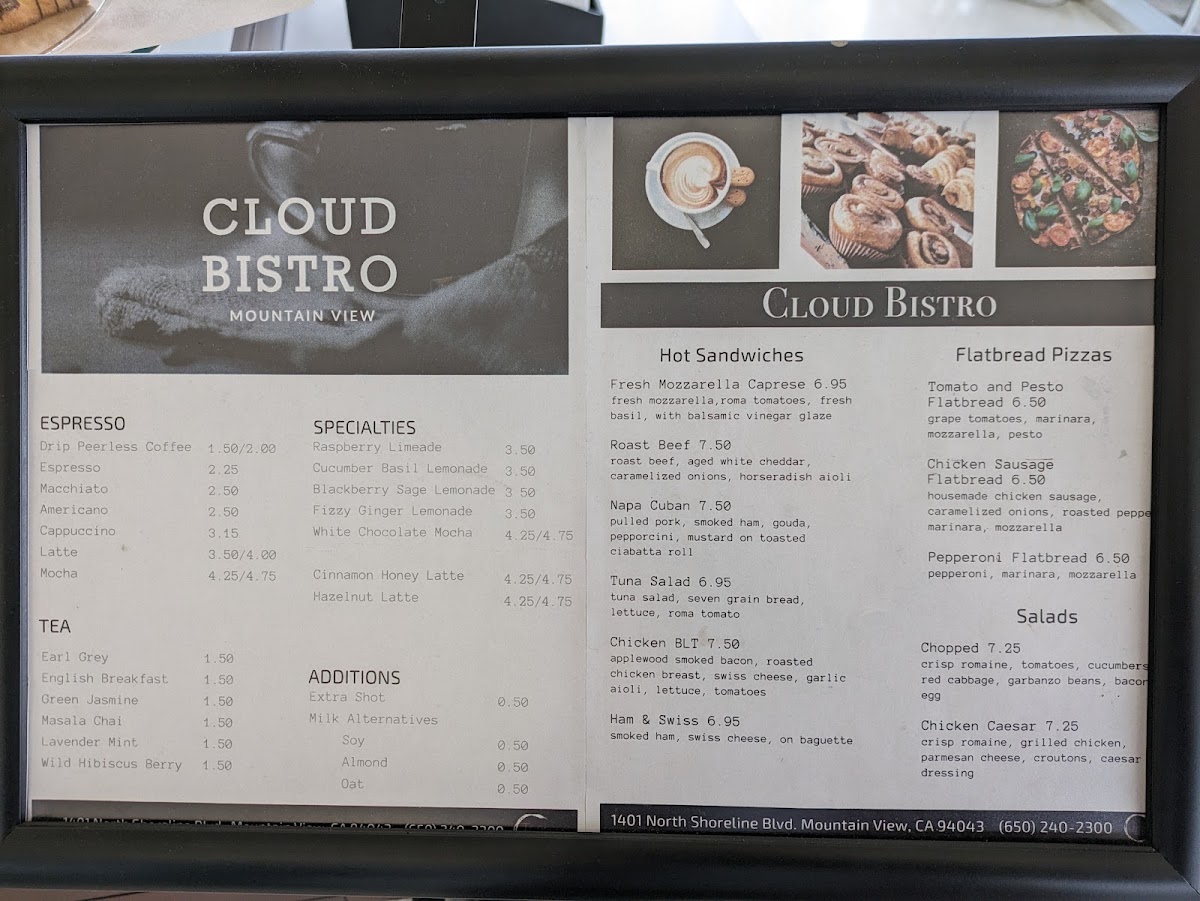Cloud Bistro menu board