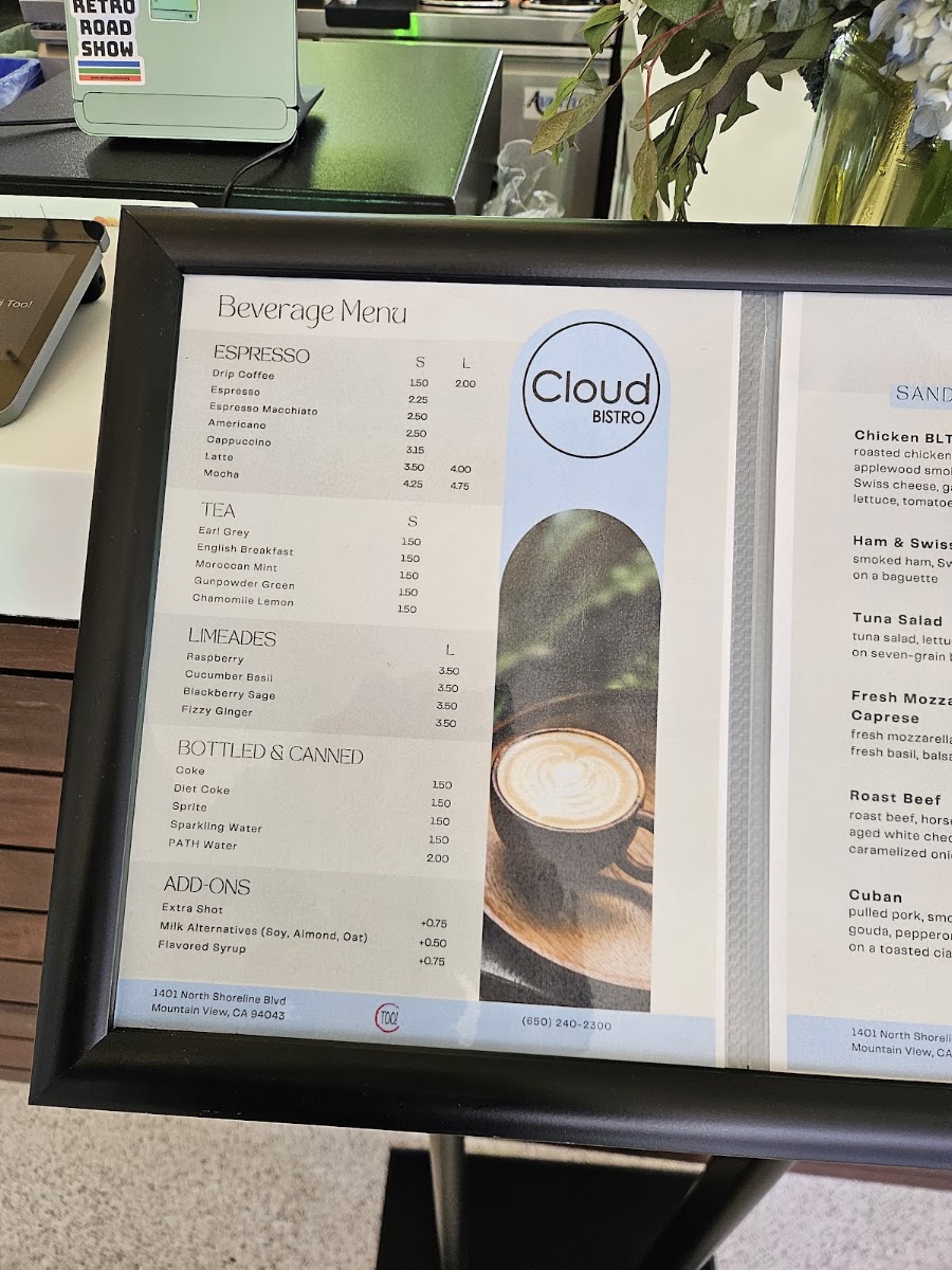 Cloud Bistro menu board