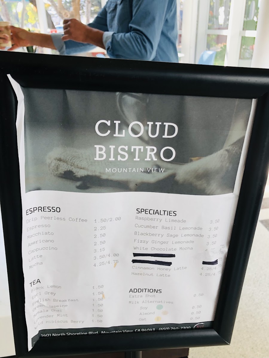 Cloud Bistro menu board