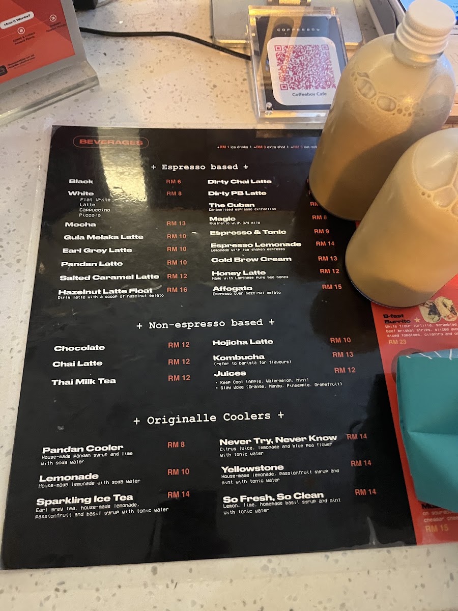 Coffeeboy Club @ The Gasket Alley menu board