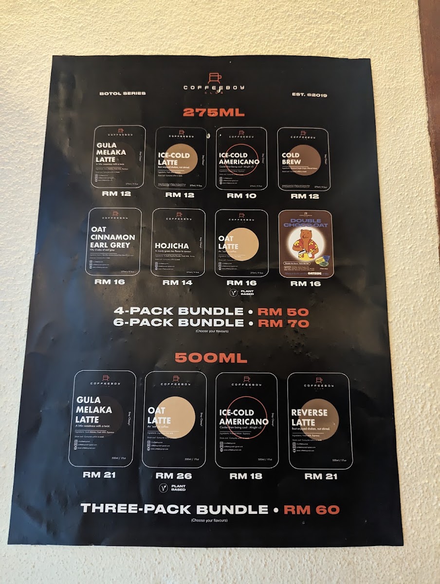 Coffeeboy Club @ The Gasket Alley menu board