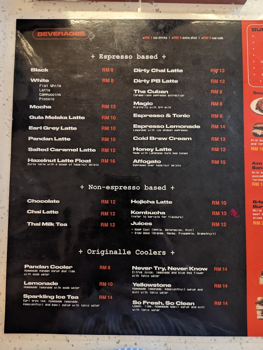 Coffeeboy Club @ The Gasket Alley menu board