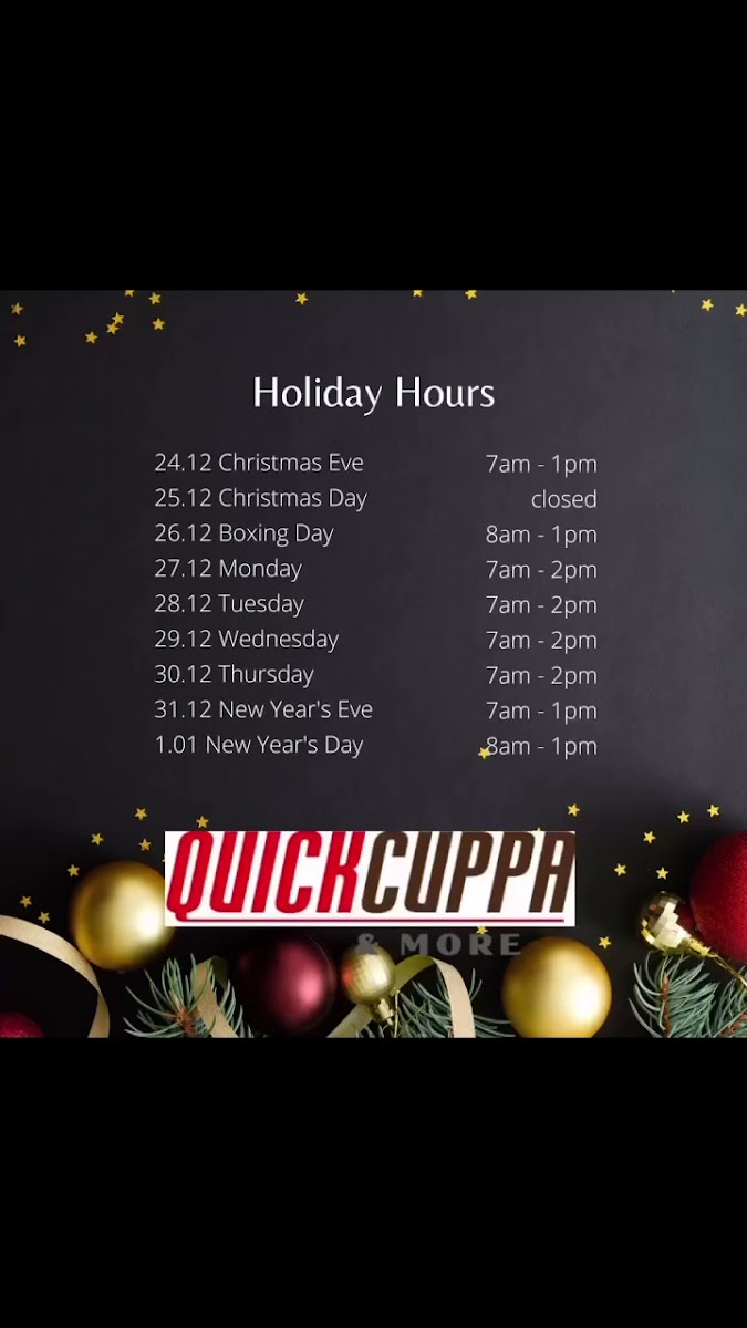 Quick Cuppa and More menu board