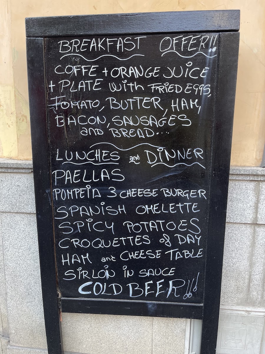 Pompeia Cafe menu board